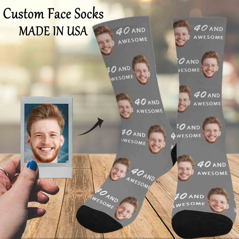 Custom Socks with Faces & Number Personalized Socks Face on Socks Birthday Gifts for Husband