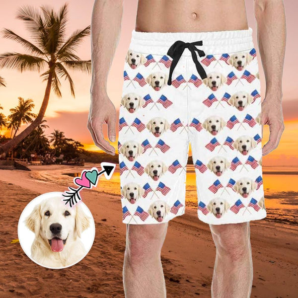 Custom Face Dog Flag Men's Casual Shorts