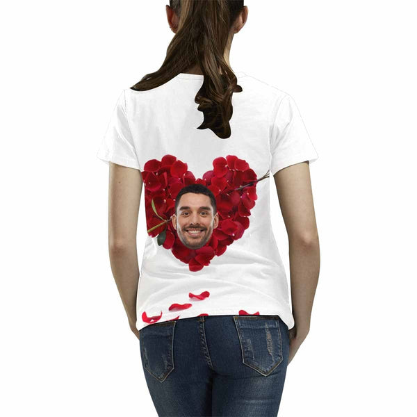 Custom Face Marriage Rose Women's All Over Print T-shirt