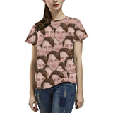 Custom Face Seamless Photo Happiness Matching Couple All Over Print T Shirts Made for You Custom T-shirt