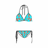 Custom Face Blue Personalized Bikini Swimsuit Birthday Pool Party