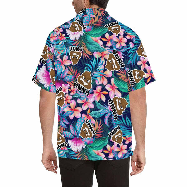 Custom Name Vintage Flower Hawaiian Shirts Casual Men's Summer Shirts Personalized Funny Vacation Party