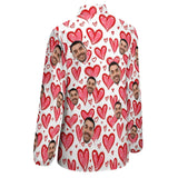 Custom Face Love Heart Vntage Casual Long Sleeve Hawaiian Shirts