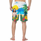 Custom Face Sunset Lover Personalized Photo Men's Elastic Beach Short