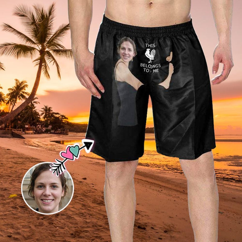 Custom Face Belongs to Me Personalized Photo Men's Elastic Beach Short