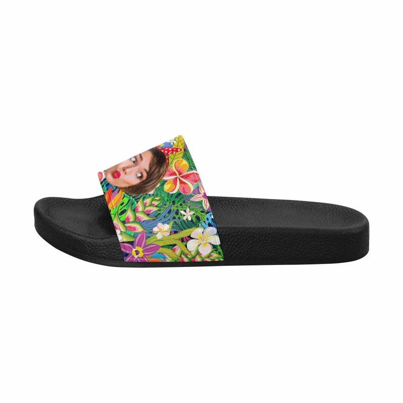 Custom Face Colorful Flowers Sandals Personalized Girlfriend Face Slides