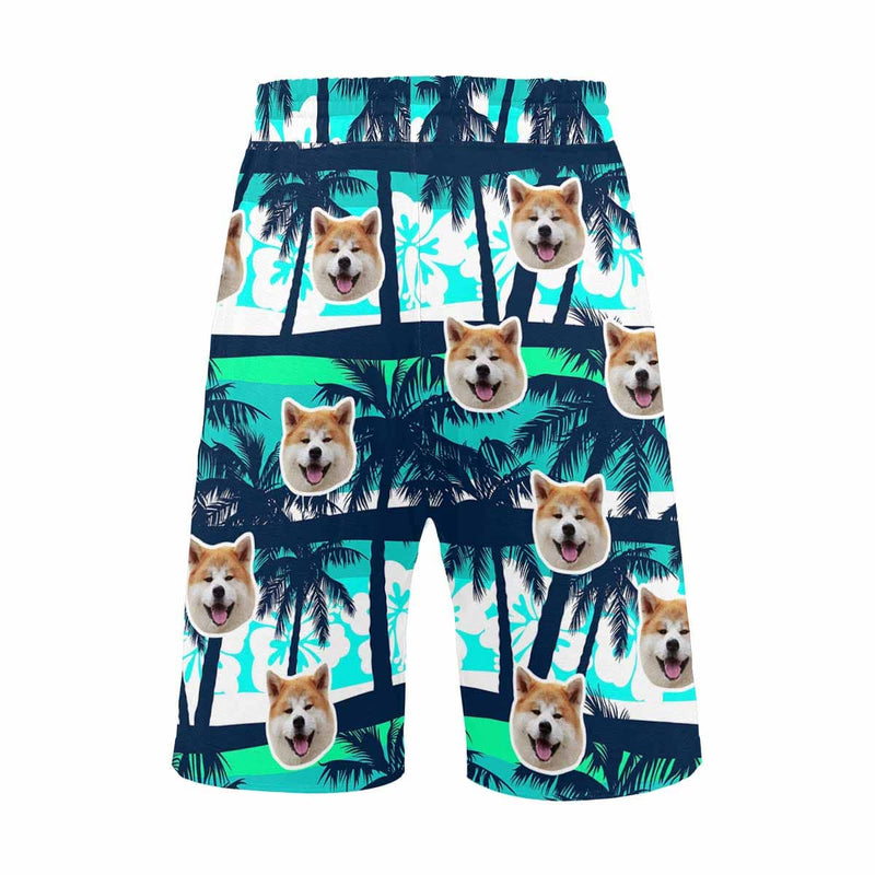 Custom Face Coconut Trees Men's All Over Print Casual Shorts