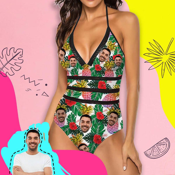 Custom Face Flower Swimsuit Personalized Women's New Strap One Piece Bathing Suit Holiday Party