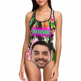 Custom Face Floral Women's One Piece Swimsuit