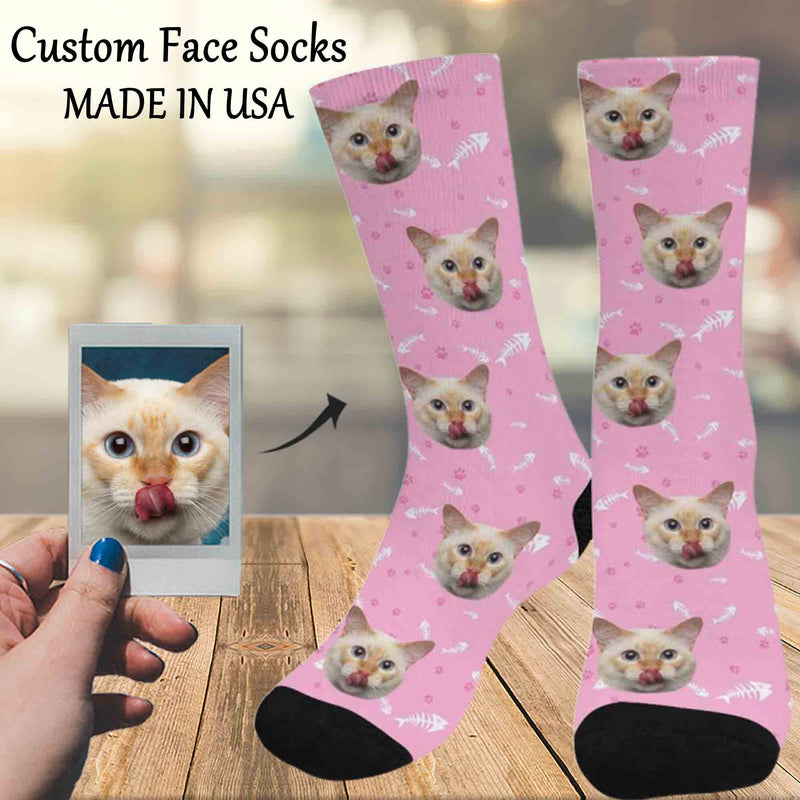 Custom Socks Face Socks with Cat Faces Personalized Socks Face on Socks Birthday Gifts for Dad