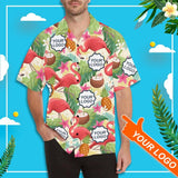 Custom Hawaiian Shirts with Logo Hawaiian Style Flamigo Photo Tropical Aloha Shirt Birthday Vacation Party Gift