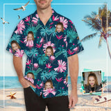 Custom Made Hawaiian Shirts with Face Pink Flower Create Your Own Hawaiian Shirt Personalise Face Aloha Shirt Gift For Him