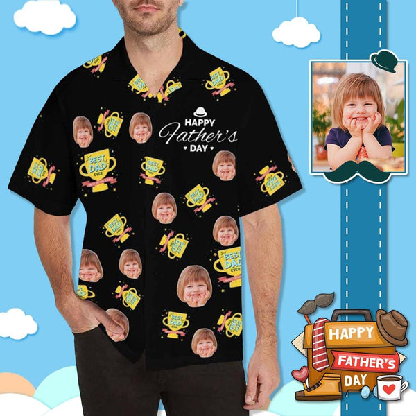 Custom Face Best Dad Ever Men's All Over Print Hawaiian Shirt