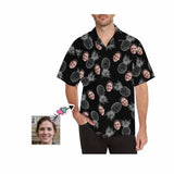 Custom Face Hawaiian Shirt Pineapple Black Tropical Aloha Shirt Birthday Vacation Party Gift for Boyfriend or Husband