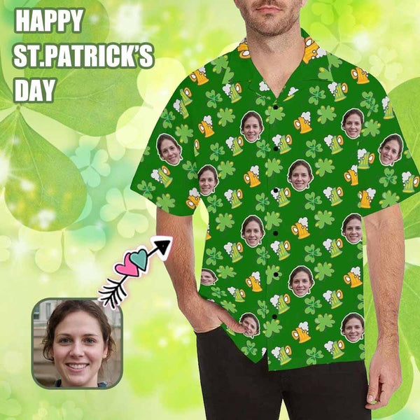 Custom Face Hawaiian Shirt Green Hats Hawaiian Shirt with Your Face Create Your Own Hawaiian Shirt