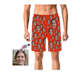 Custom Face Red Simple Men's Elastic Beach Shorts