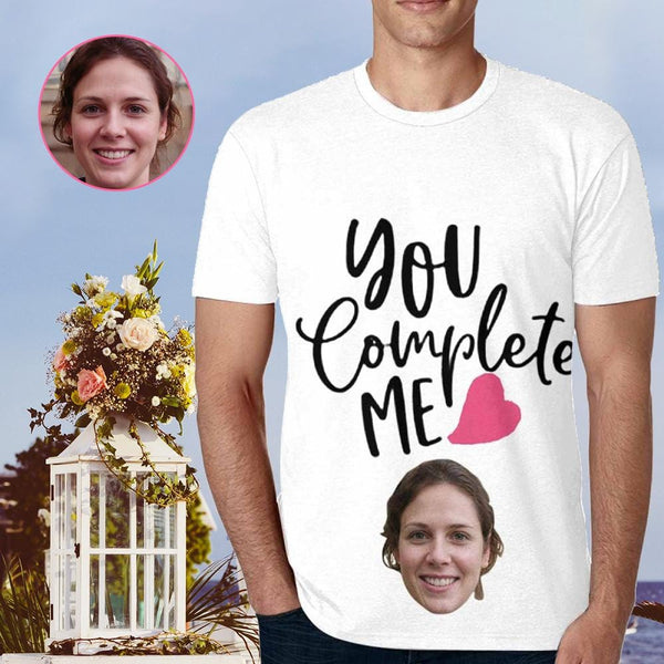 Custom Face You Complete Me Pink Love Men's All Over Print T-shirt