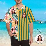 Personalized Face Fallen leaves Hawaiian Shirts Casual Men's Summer Shirts Personalied Shirt Add Your Custom Photo