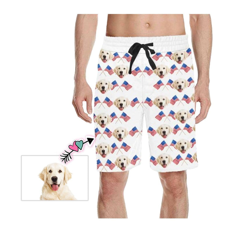 Custom Face Dog Flag Men's Casual Shorts