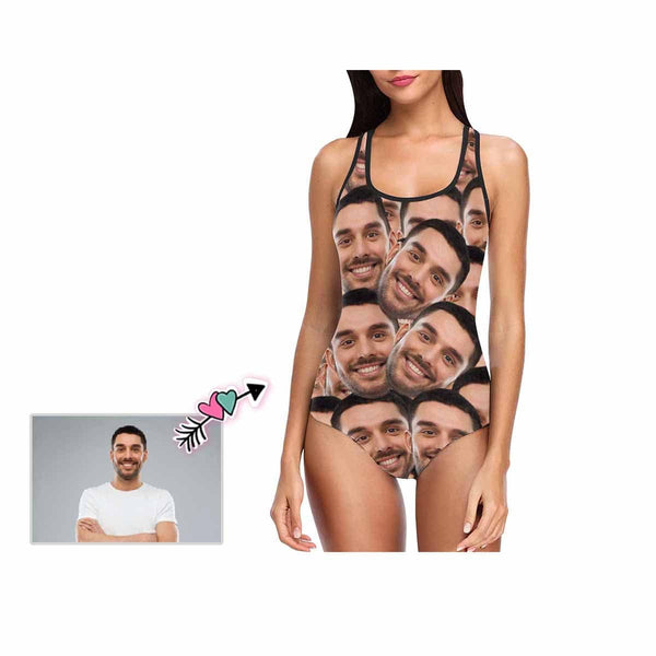 Custom Face Swimsuit Double Seamless Personalized Women's Tank Top Bathing Swimsuit Funy Girlfriend Gift