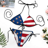 #Plus Size Swimwear-Custom Face American Flag Sexy Plus Size Bikini Two-piece Swimsuit