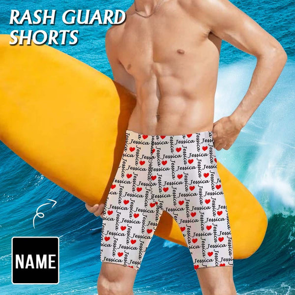 Custom Name Love Arrangement Men's Skinny Stretch Knee Length Swim Trunks