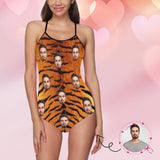 Custom Face Tiger Women's Slip One Piece Swimsuit