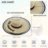 Personalized Name Women's Straw Hat Black Beige Custom Diy Name Hat (Embroidered Left Side)