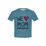 Custom Name We Love Mom Blue Kid's All Over Print T-shirt