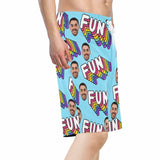 Custom Father Face Rainbow Fun Men's Beach Shorts