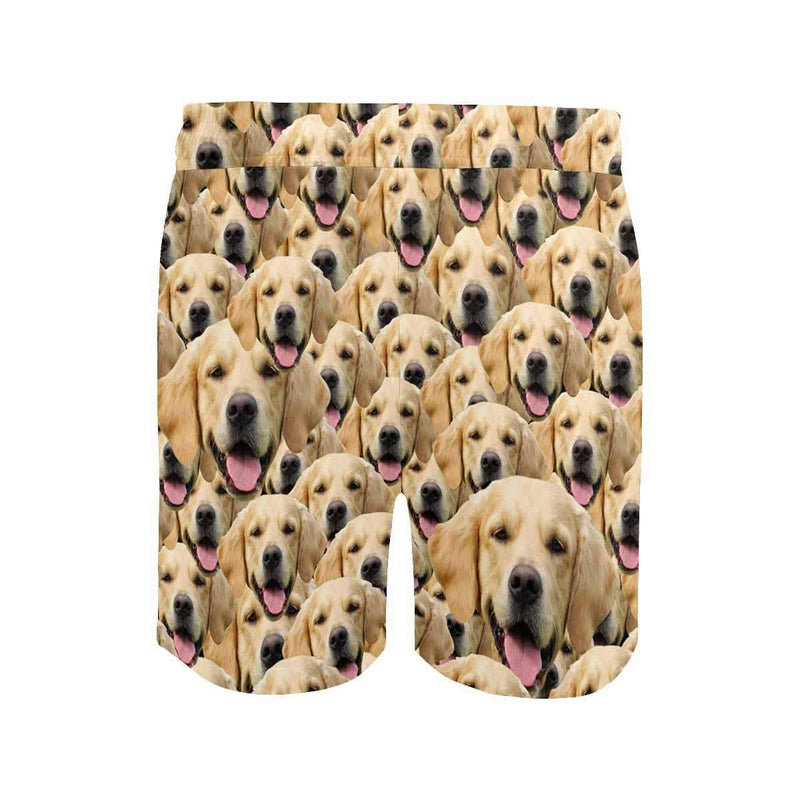 Custom Face Puppy Men's Quick Dry Swim Shorts, Personalized Funny Swim Trunks