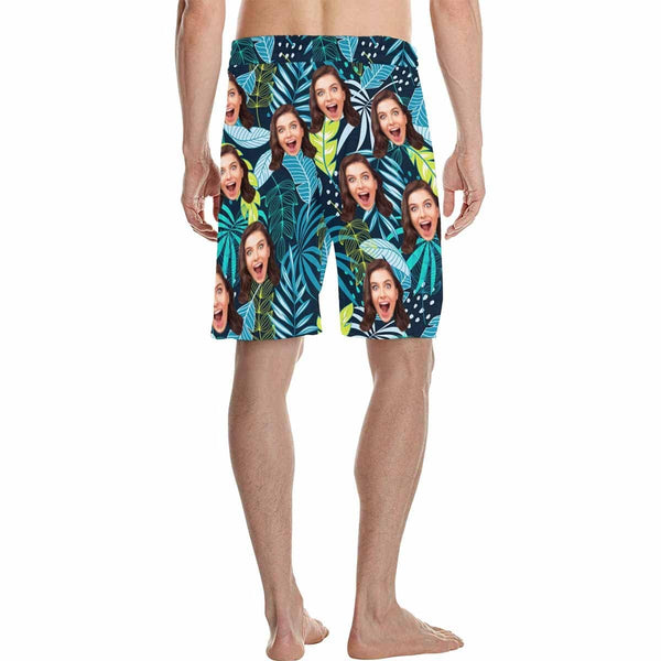 Custom Face Jungle Personalized Photo Men's Beach Short-Drawstring Short