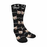 Custom Socks Face Socks & Name with Cat Faces Personalized Socks Face Socks for Grandfather