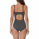 Custom Face Gray Suit Pattern Swimsuit Personalized Women's Slip One Piece Bathing Suit Birthday Party For Her