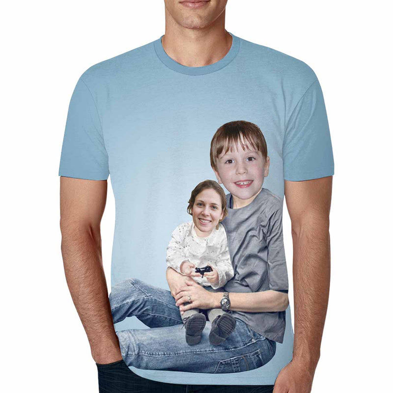 Personalized Face Tee Shirt Lillian Artist Custom Face Parent&Kid Exchange Printed T-shirt Made for Dad