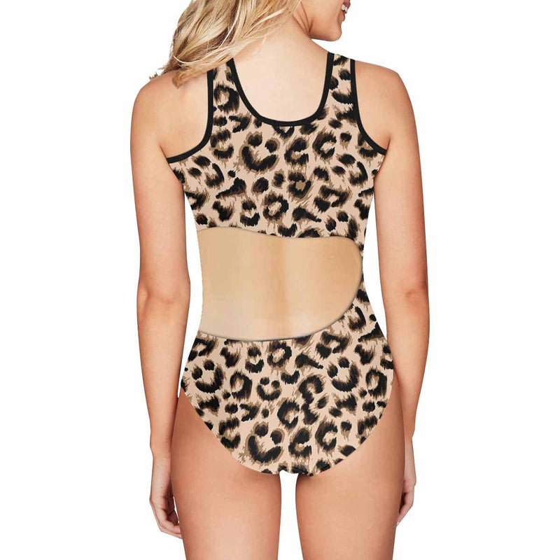 Personalized Fake Side Waist Leopard Women's Tank Top Bathing Swimsuit