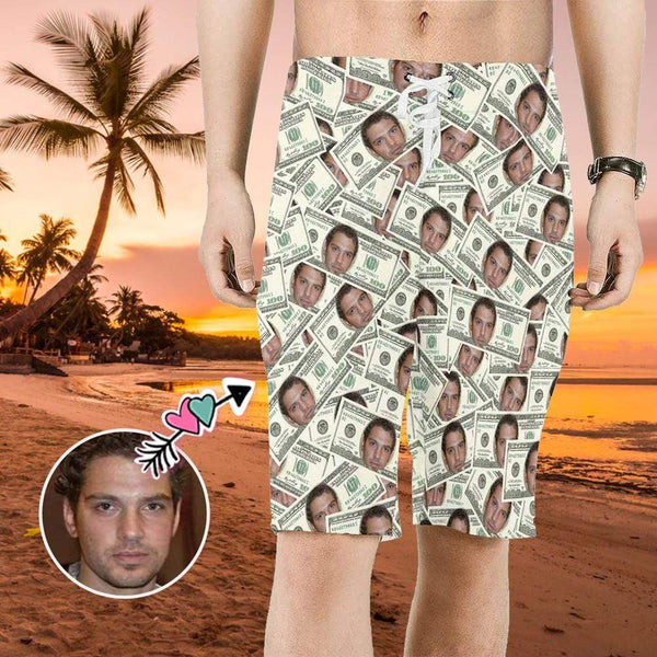 Custom Face Money Personalized Photo Men's Beach Short-Drawstring Short