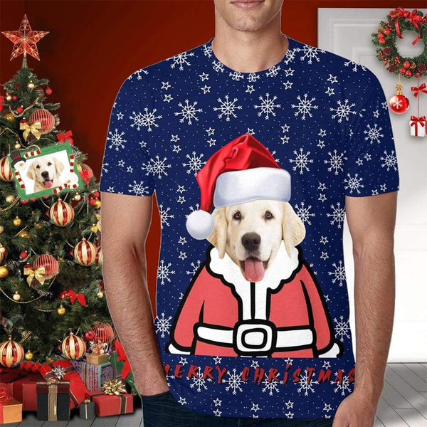 Custom Face T-shirt Christmas Snowflake Print Your Own Personalized Shirt for Him Design Your Own Custom T-shirt