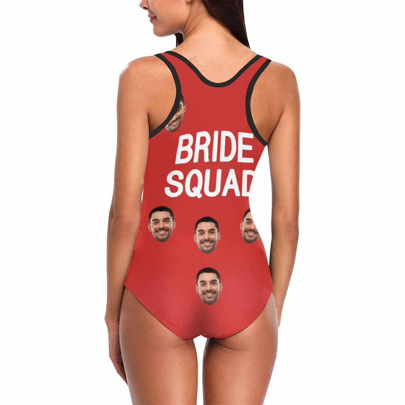 Custom Face Bride Squad Women's Tank Top Bathing Swimsuit