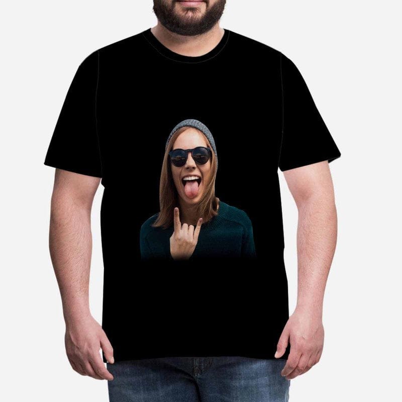 Custom Wife's Face Men's T-shirt Gesture Personalized Casual Shirt with Photo Create Your Own Shirt