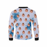 Custom Face Snowing Kids' Rib Cuff Long Sleeve T-shirt