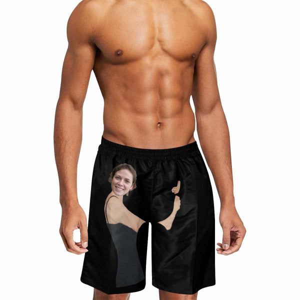 Custom Face Hug Men's Mid Length Swim Trunks Bathing Suit