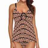 Custom Face Seamless Boyfriend Swimsuit Personalized Womens Bathing Suit Chest Drawstring Swim Dress 2 Piece Tankini