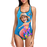 Custom Mermaid Face Sea Ocean Women's Tank Top Bathing Swimsuit