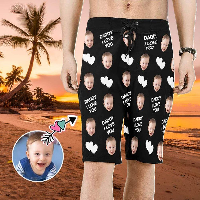 Custom Baby Face Love Daddy Men's Beach Shorts