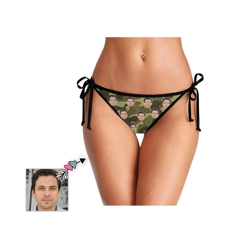 Custom Boyfriend Face Camouflage Personalized Bikini Swimsuit Bottom