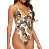 Custom Face One Piece Swimsuit Personalized Tank Top U-Neck Face Swimsuit