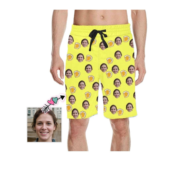 Custom Face Beer Men's All Over Print Casual Shorts