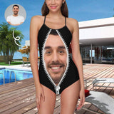 #Bathingsuit-Custom Face Swimsuit Personalized Zipper Women's One Piece Bathing Suits For Her