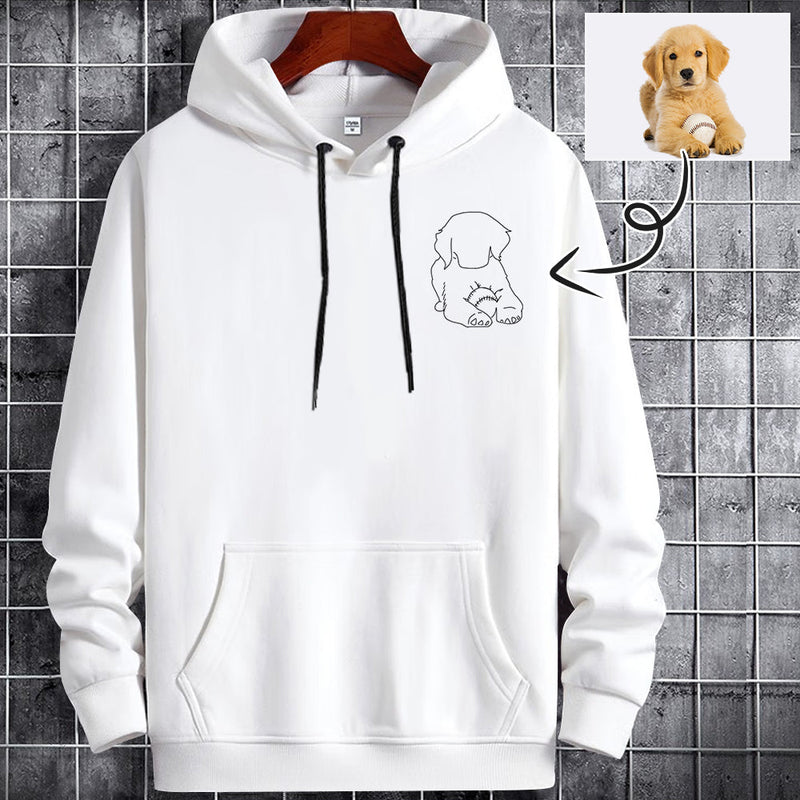 Custom Portrait Outline Shirt, Line Art Photo Shirt For Male, Custom Men's All Over Print Hoodie, Photo Outline Outfit For Pet